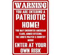 KanaAt Vintage Politically Incorrect! You Are Entering a Patriotic Home! Metal Tin Sign Funny Wall Decor Office Home Art Sign 8x12 Inches, LLUDcsqs-5