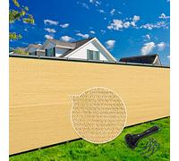 KANAGAWA 5ft x 50ft Privacy Screen Fence, 90% Blockage Heavy Duty 175 GSM Fencing Mesh Net Cover for Outdoor Wall Garden Yard Backyard 80 Cable Zip Ties Included Sand