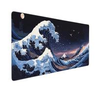 Kanagawa Fantasy Mouse Mat 40x20x0.769 inch,Waterproof & Durable black Mouse Pad Extra Large Mouse Mat Desk Mat,Non-Slip Rubber Base Gaming Mouse Pad Mousepad for Home Office Accessories 1000x500x3mm