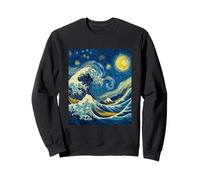 Kanagawa Japanese Great Wave Van Gogh Starry Night Graphic Sweatshirt