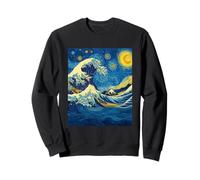 Kanagawa Japanese Great Wave Van Gogh Starry Night Graphic Sweatshirt