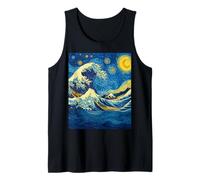 Kanagawa Japanese Great Wave Van Gogh Starry Night Graphic Tank Top
