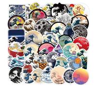 Kanagawa Stickers 50pcs Jumbo Wave Stickers for Teens Kids Adults Waterproof Vinyl Stickers for Laptop Phone Water Bottle Bicycle Luggage