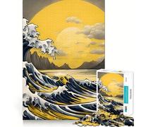 Kanagawa Wave 1000 Piece Jigsaw Puzzle for Teenagers DIY Fun Clear Tone Pattern Assemble Night Fun (38x52cm)