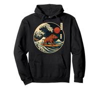 Kanagawa Wave Japanese Surf Boar Retro Funny Animal Pullover Hoodie