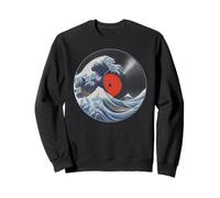 Kanagawa Wave Vinyl Record Retro Anime Japanese Art Vintage Sweatshirt
