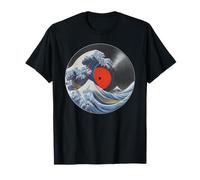Kanagawa Wave Vinyl Record Retro Anime Japanese Art Vintage T-Shirt