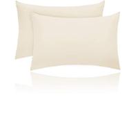 Kanak Pillowcase 2 pack Polycotton Pillow case cover 50x75cm - Cream Plain Dyed Housewife Pillowcases with Envelope Closure