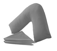 KANAK V Shaped Pillowcase Grey,Plain Polycotton Back & Neck Support V Pillow case cover - Orthopaedic/Pregnancy/Nursing Pillow Cover Only - Grey