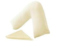 KANAK V Shaped Pillowcase Plain Polycotton Back & Neck Support V Pillow case cover - Orthopaedic/Pregnancy/Nursing Pillow Cover Only - Cream