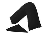 KANAK V Shaped Pillowcase Plain Polycotton Back & Neck Support V Pillow case cover - Orthopaedic/Pregnancy/Nursing Pillow Cover Only - Black