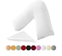 KANAK V Shaped Pillowcase Plain Polycotton Back & Neck Support V Pillow case cover - Orthopaedic/Pregnancy/Nursing Pillow Cover Only - White