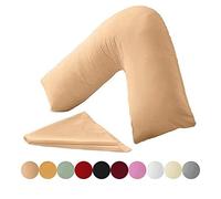 KANAK V Shaped Pillowcase Plain Polycotton Back & Neck Support V Pillow case cover - Orthopaedic/Pregnancy/Nursing Pillow Cover Only - Latte/Mocha