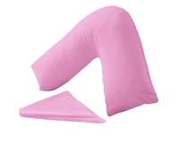 KANAK V Shaped Pillowcase Plain Polycotton Back & Neck Support V Pillow case cover - Orthopaedic/Pregnancy/Nursing Pillow Cover Only- Pink