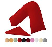 KANAK V Shaped Pillowcase Plain Polycotton Back & Neck Support V Pillow case cover - Orthopaedic/Pregnancy/Nursing Pillow Cover Only - Red