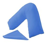 KANAK V Shaped Pillowcase Plain Polycotton Back & Neck Support V Pillow cover Orthopaedic/Pregnancy/Nursing Pillow Case Cover Only (Mid Blue)