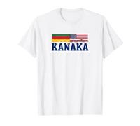 Kanaka Hawaiian American Split Flag Typography Grunge T-Shirt
