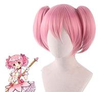 Kaname Madoka Cosplay Wig Puella Magi Madoka Magica Pink Short Clip Ponytail Heat-resistant Fiber Hair Wigs PL-006