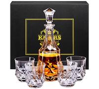 KANARS Whiskey Decanter Sets for Men, 25 Oz Liquor Decanter with 10 Oz Crystal Glasses in Luxury Box for Bourbon Scotch Rum Tequila Vodka, Whisky Gifts for Father's Day Birthday Valentine’s Day