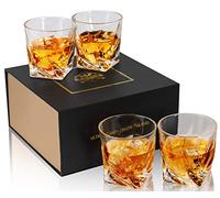KANARS Whiskey Glass Set, No-Lead Crystal Whisky Glasses 300 ml for Cocktail, Cognac, Bourbon, Tequila, Martini, Unique Stylish Gift Box, 4-Piece