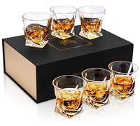 KANARS Whiskey Glasses Set, No-Lead Crystal Whisky Glass 300 ml for Cognac, Martini, Bourbon, Cocktail, Tequila, 6-Piece, Unique Stylish Gift Box