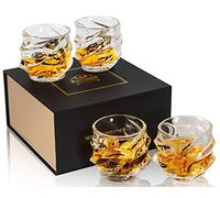 KANARS Whiskey Glasses Set, No-Lead Crystal Whisky Glass 320 ml for Whisky, Cocktail, Martini, Bourbon, Tequila, 4-Piece, Unique Stylish Gift Box