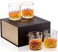 KANARS Whiskey Glasses Set, No-Lead Crystal Whisky Glasses, Gifts for Men, Unique Anniversary Birthday Gift Ideas for Him Dad Boyfriend Husband Grandpa, Stylish Gift Box, 4-Piece,300 ml