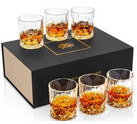 KANARS Whiskey Glasses Set of 6 with Elegant Gift Box,10 Oz Premium Old Fashioned Crystal Glass Tumbler for Liquor, Scotch, Cocktail or Bourbon Drinking, Gifts for Birthday Wedding Anniversary