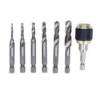 KANASI spiral combination tap set high speed steel hex shank taps M3 M4 M5 M6 M8 M10 thread tap drill spiral flute taps combination tap set metal wood tapping tools chip removal fa (Natural tap)