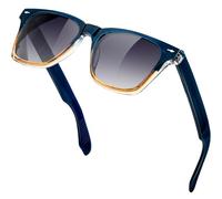 KANASTAL Blue Sunglasses Mens Polarised Womens Square Acetate Retro Vintage Classic Two Tone UV400 Protection Fashion Outdoor - Blue Frame Gradient Black Lens