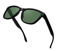 KANASTAL Dark Green Sunglasses Mens Polarised Square Womens Military Army Retro Vintage UV400 Protection for Driving - Black Frame Forest Green Lens