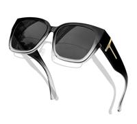 KANASTAL Gradient Black Over Sunglasses Mens Polarised Grey Fit Over Spectacles Womens Oversized Square Ladies Summer Driving UV400 Protection - Gradient Black