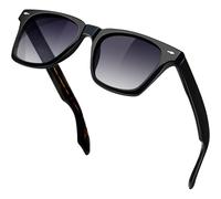 KANASTAL Gradient Black Sunglasses Mens Polarised Womens Square Ladies Vintage Classic Thick Acetate Summer Beach UV400 Protection - Black Frame Gradient Grey Lens