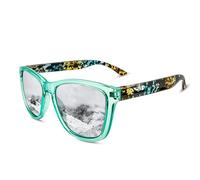 KANASTAL Green Mens Sunglasses Womens Mirror Silver Polarised Square Vintage Classic UV Protection Driving Fishing Vacation Fashion - Leopard Green Frame Silver Lens