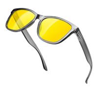KANASTAL Grey Night Driving Glasses for Women Square Astigmatism Anti Dazzle Night Vision Glasses Men Ladies Fishing Yellow Sunglasses - Grey Frame Yellow Lens