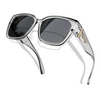 KANASTAL Grey Over Glasses Sunglasses Mens FitOver Womens Oversized Spectacles Polarised Ladies Travel Outdoor Summer UV400 Protection - Transparent Black
