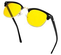 KANASTAL Half Frame Night Driving Glasses Womens Yellow Tinted Glasses Anti Glare Driving Mens Polarised Metal Night Vision Fishing UV400 - Black Yellow Lens