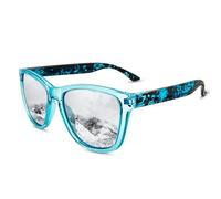 KANASTAL Leopard Blue Sunglasses Mens Polarised Womens Two Tone Tinted Mirrored Square UV400 Protection Fishion - Tortoiseshell Blue Frame Silver Lens