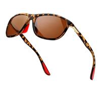 KANASTAL Leopard Brown Sunglasses Mens Women Polarised Sun Glasses Rectangular Tortoiseshell Sports Retro Running Vintage Ladies UV400 - Tortoise Frame Brown Lens