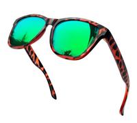KANASTAL Leopard Green Sunglasses Mens Polarised Womens Mirrored Tortoise Ladies Square Vintage Retro Classic Summer Fashion Travel Outdoor UV400 - Tortoiseshell Frame Green Lens