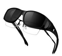 KANASTAL Over Glasses Sunglasses Womens Black Fit Over Sunglasses Mens Polarised Wrap Around Ladies Driving Travel Outdoor UV400 Protection - Black Frame