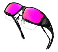 KANASTAL Over Sunglasses Fuchsia Womens Polarised Mens Rectangular Mirror Ladies Retro Classic Coloured UV400 Running Hiking - Black Frame Fuchsia Mirrored