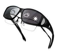 KANASTAL Photochromic Sunglasses Fit Over Men Women Wraparound Reactolite Rectangular Driving Outdoor UV400 Protection - Photochromic Black