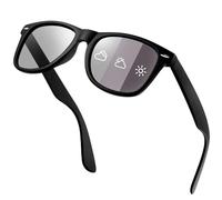 KANASTAL Photochromic Sunglasses Grey Mens Polarised Womens Transition Changing Square Vintage Ladies Cycling UV400 Protection - Black Frame Light Black Lens