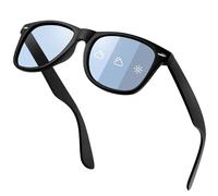 KANASTAL Photochromic Sunglasses Womens Polarised Mens Changing Transition Blue Tinted Square Vintage Ladies Cycling UV400 Protection - Black Frame Light Blue Lens