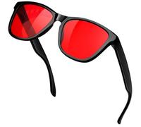 KANASTAL Red Light Glasses Womens Blue Light Blocking Mens Sleep Bluelight Anti Glare Computer Screen TV UV400 Protection - Black Frames Red Lens