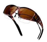 KANASTAL Tortoiseshell Over Sunglasses Womens Polarised Brown Rectangular Fit Over Mens Ladies Vintage UV400 Protection Walking Hiking - Leopard Frame Brown Lens