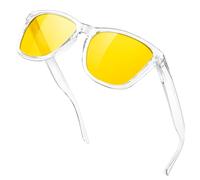 KANASTAL Transparent Night Driving Glasses for Men Polarized Astigmatism Anti Glare Driving Glasses Womens Yellow Sunglasses - Clear Frame Yellow Lens