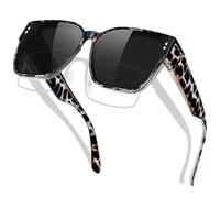 KANASTAL White Leopard Over Sunglasses Womens Polarised Cow Print Fit Over Spectacles Mens XL Ladies Vintage Retro UV400 - White Tortoiseshell Frame Black Lens
