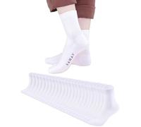 KANAV 12 Pairs Cotton Ankle Socks for Women, Seamless Moisture-Wicking Mini Crew Socks, White (12 Pairs), L